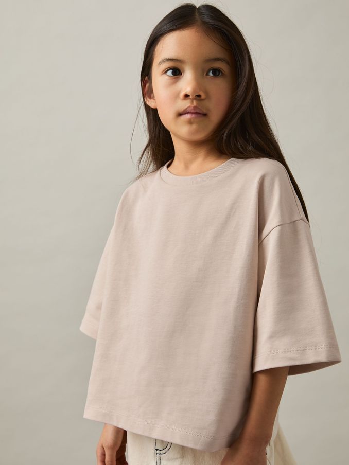 Oversized Cotton Crew-Neck T-Shirt in Blush (AU9711) | $30