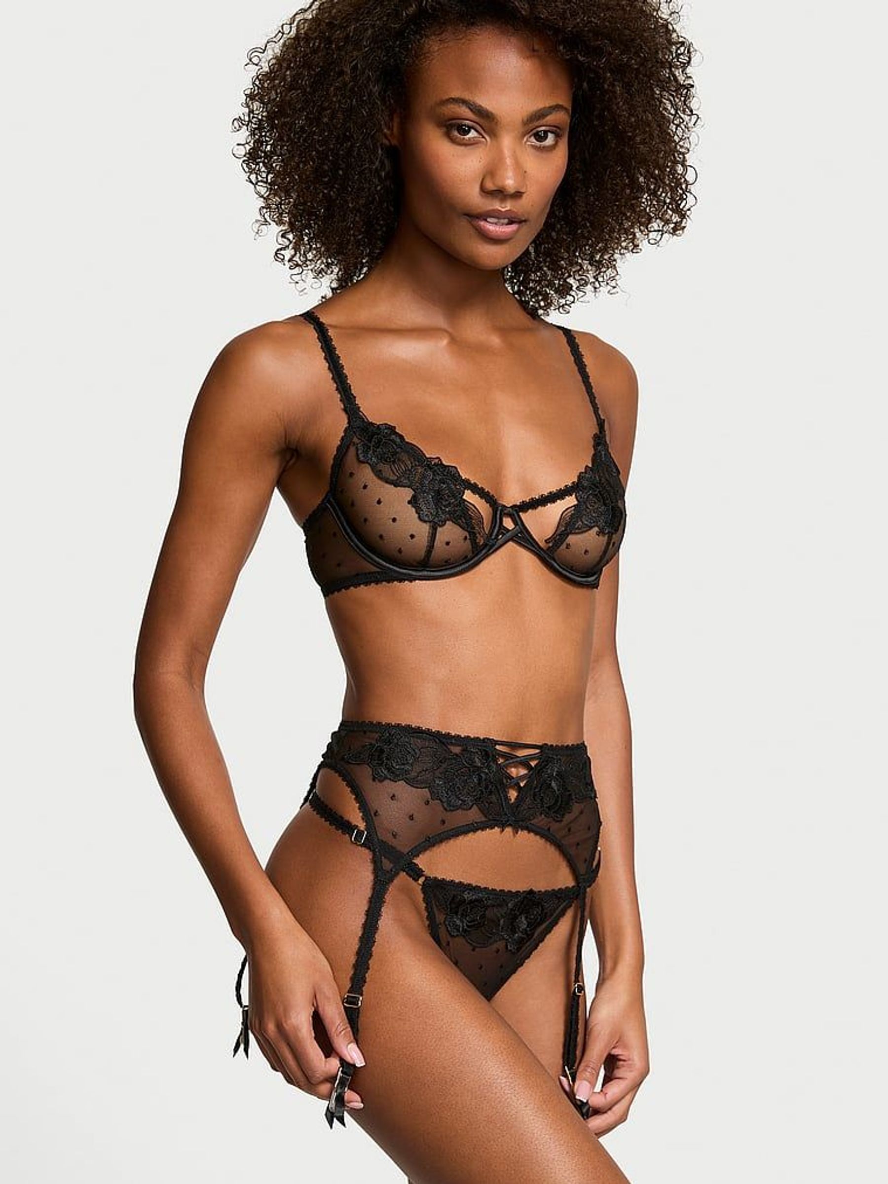 Black G String Sheer Rose Crotchless Knickers (AU9729) | €20.50