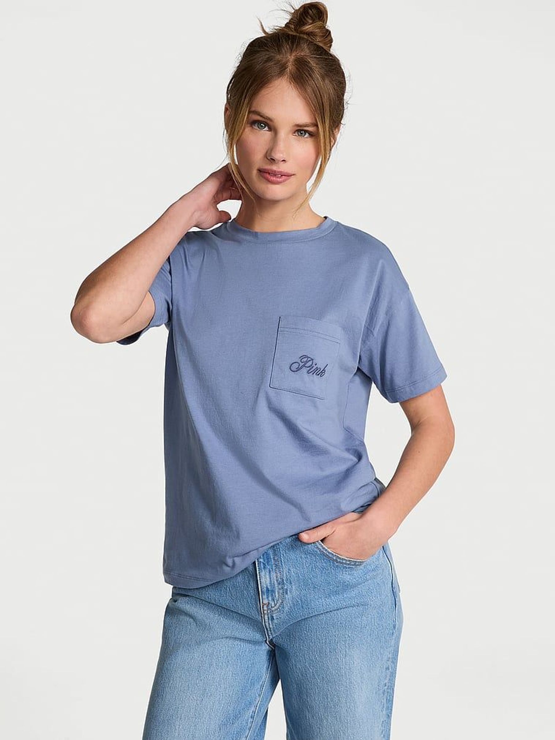 Dusty Iris Blue Cotton Pyjama T-Shirt (AU9739) | €29