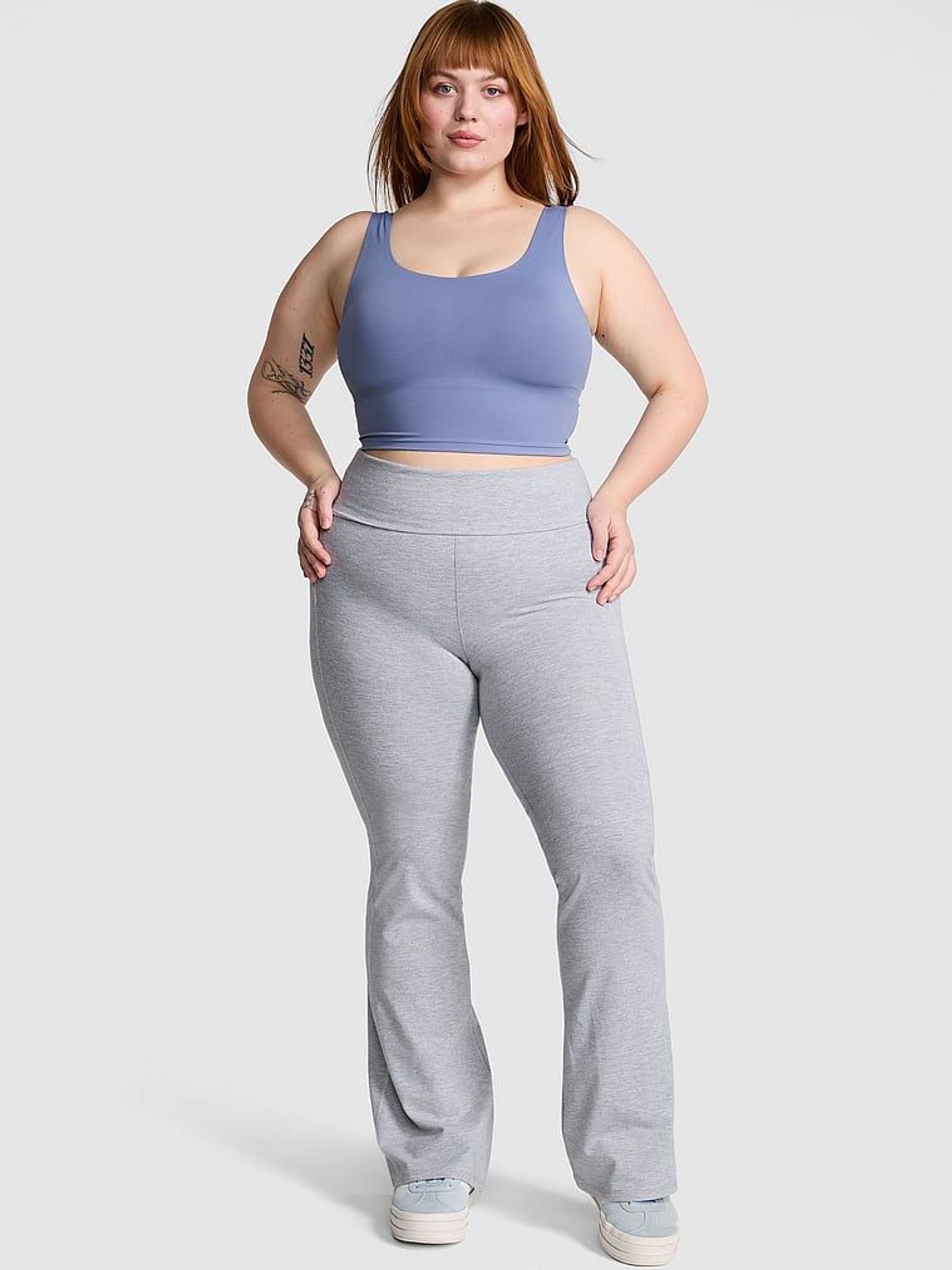 Grey Heather Cotton Foldover Flare Leggings (AU9765) | €40