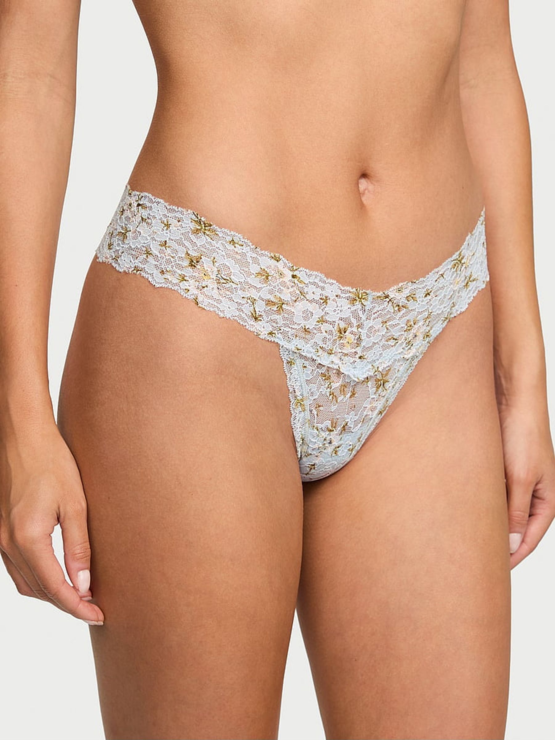 Palest Blue Floral Thong Knickers (AV1059) | €10.50