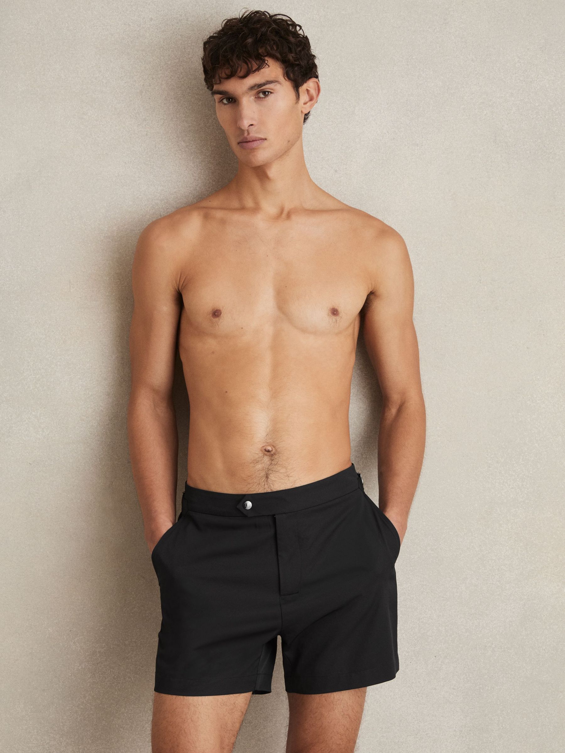 Side-Adjuster Swim Shorts in Black (AV2781) | $110