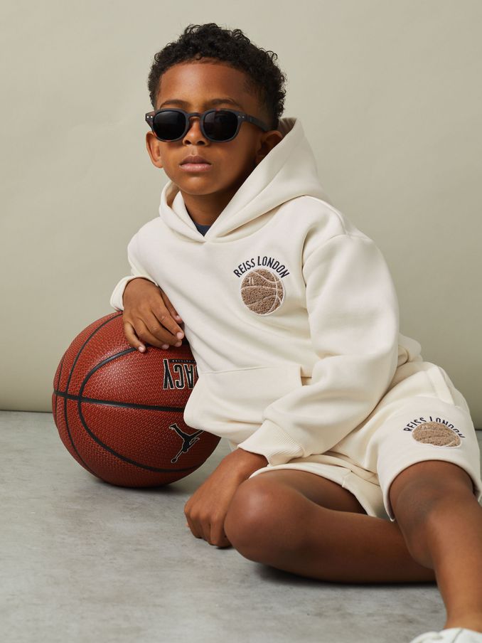 9-13 yrs Basketball-Embroidery Hoodie in Off White (AV2793) | US$33