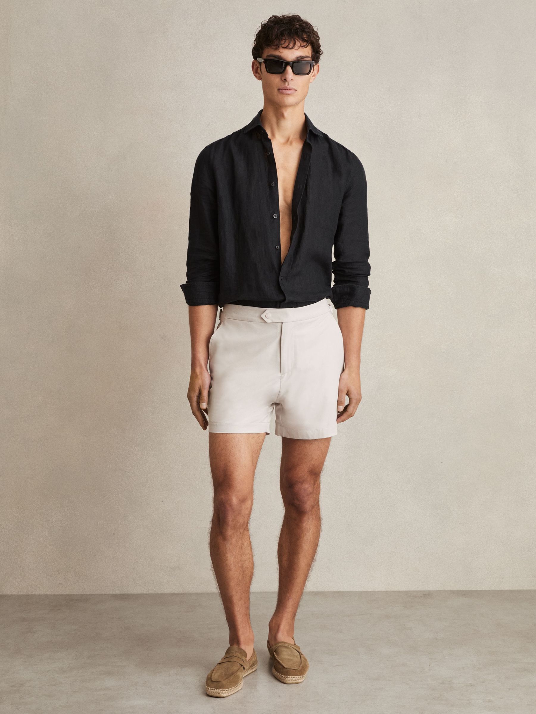 Side-Adjuster Swim Shorts in Off White (AV2794) | $110