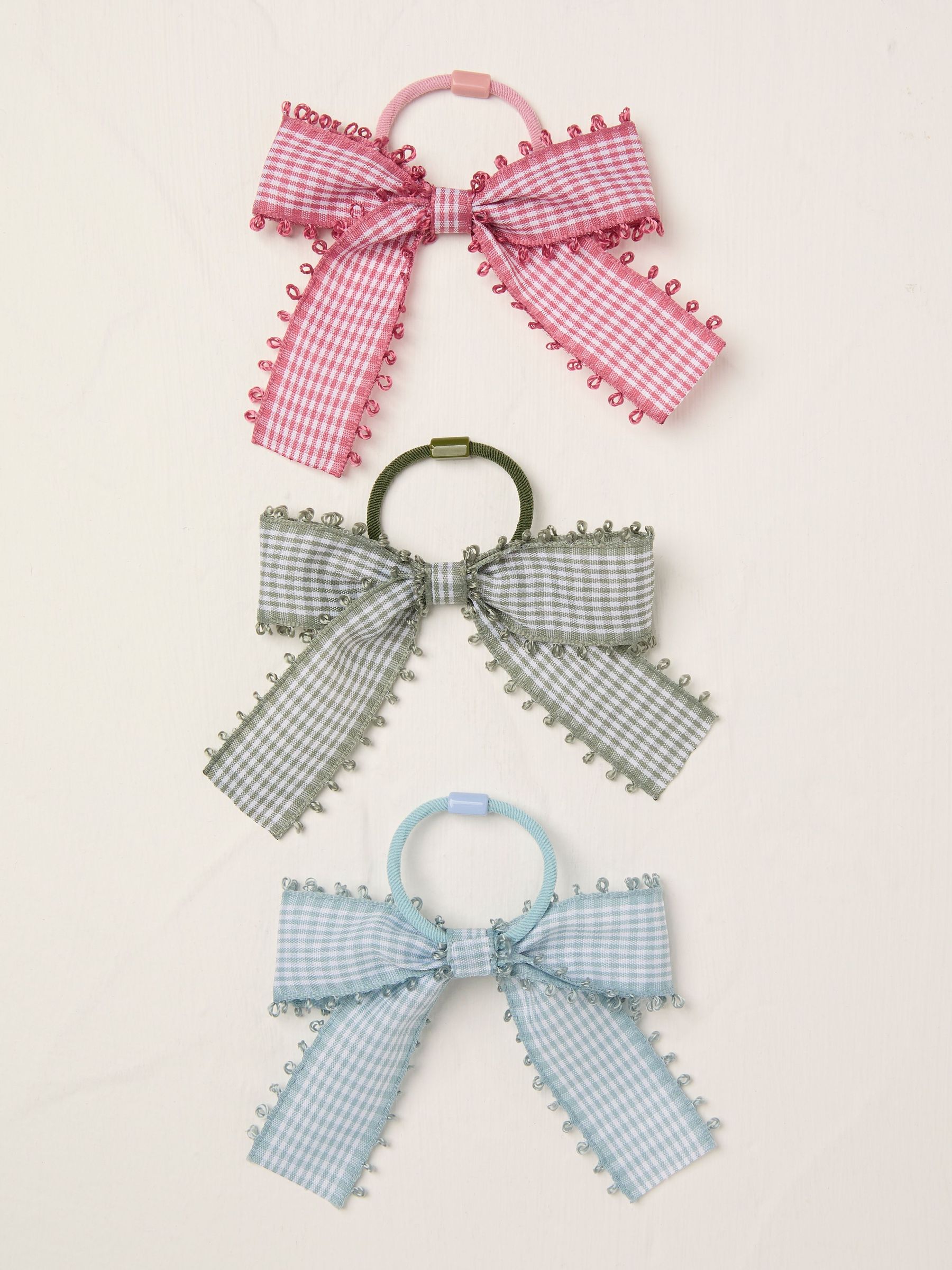 Multi Gingham Bow Hair Elastics 3 Pack (AV2962) | €13.50