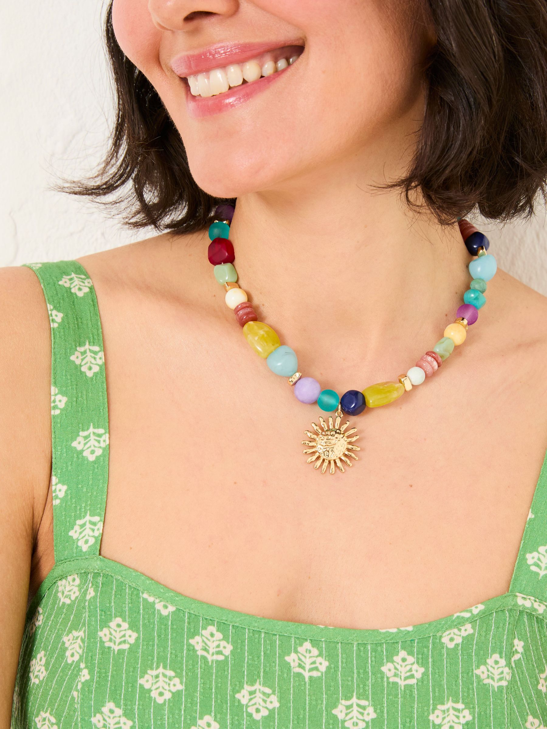 Multi Sun Pendant Beaded Necklace (AV3060) | €24