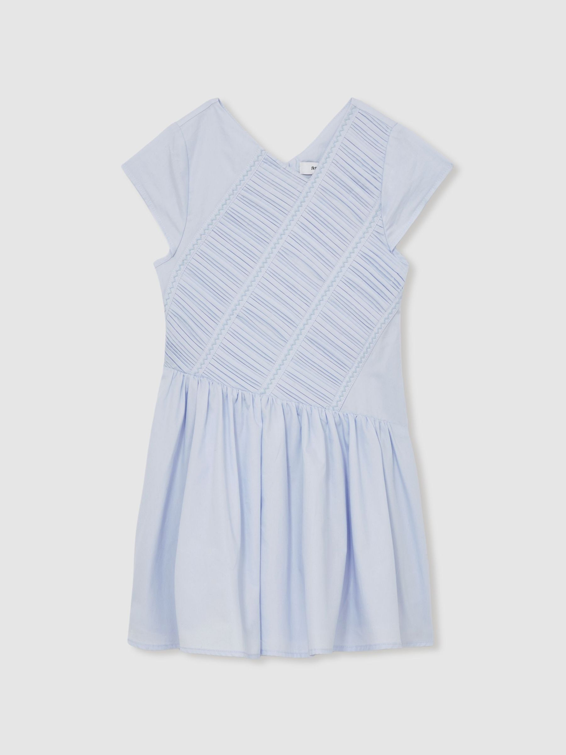 13-14 yrs Cotton Tucked-Pleat Dress in Blue (AV5099) | €50