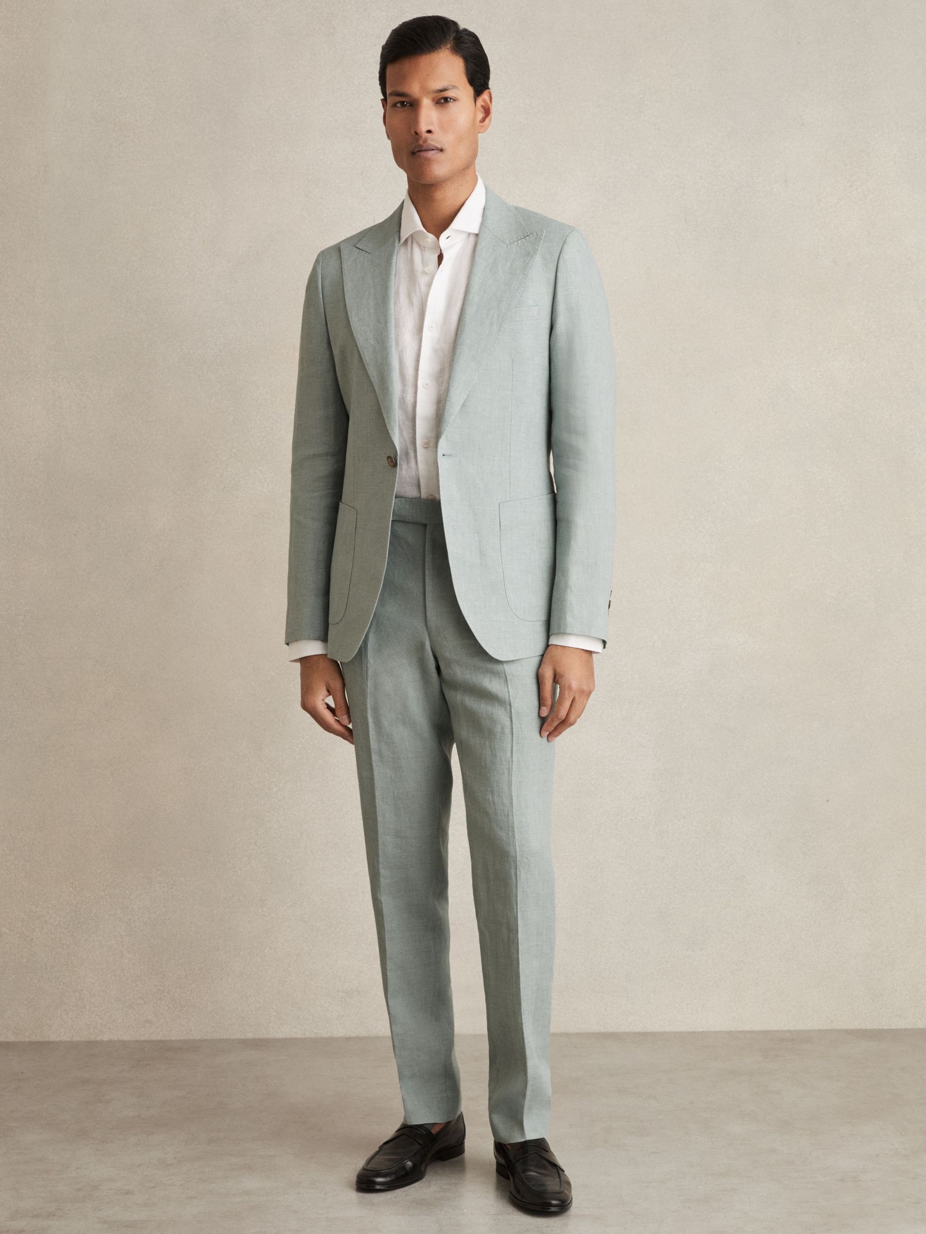 Linen Slim-Fit Suit Trousers in Ocean Green (AV5101) | €230