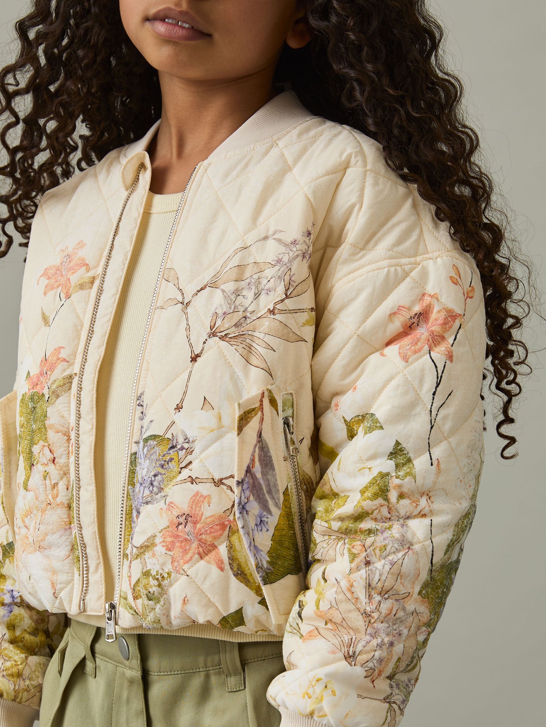 9-13 yrs Quilted Printed Bomber Jacket in Pink Print (AV5118) | CHF 125