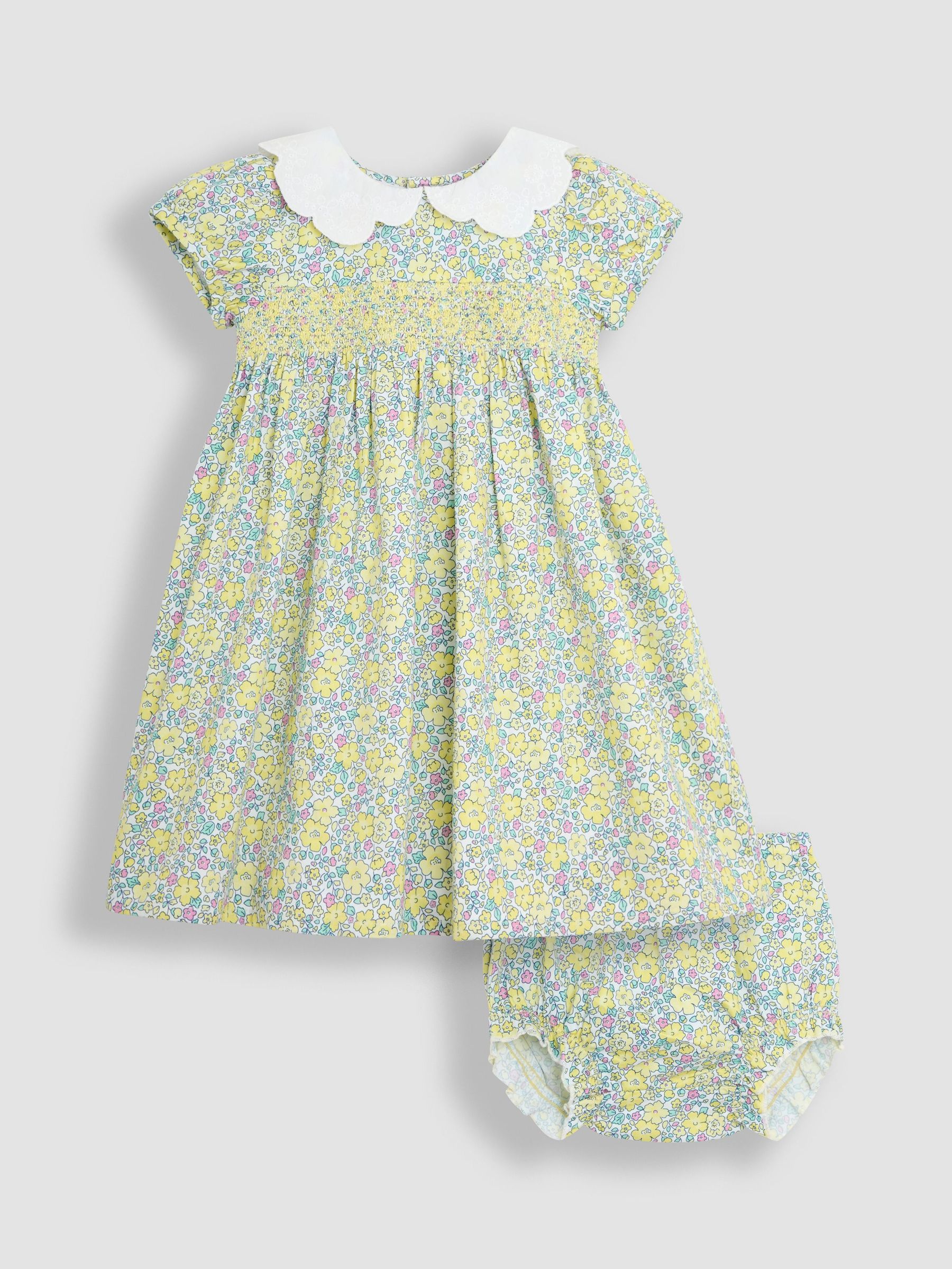 Yellow Floral Broderie Collar Party Dress (AV5317) | $65 - $75