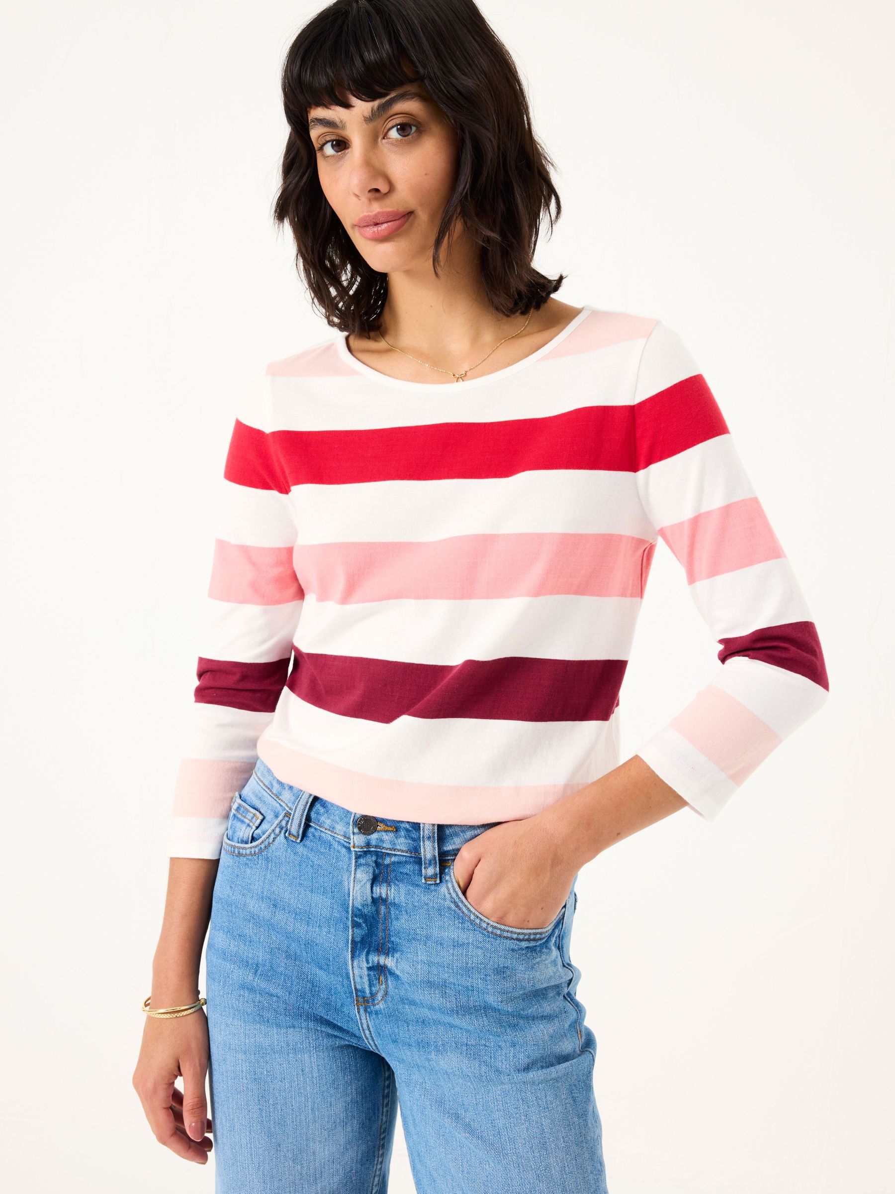 Breton Pink 100% Cotton Long Sleeve Summer Top (AV6257) | $46