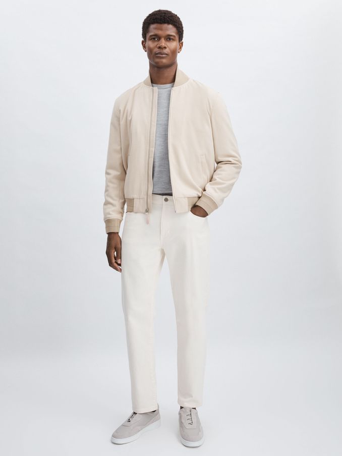 Paige Zip-Through Bomber Jacket in Ivory (AV6503) | €595