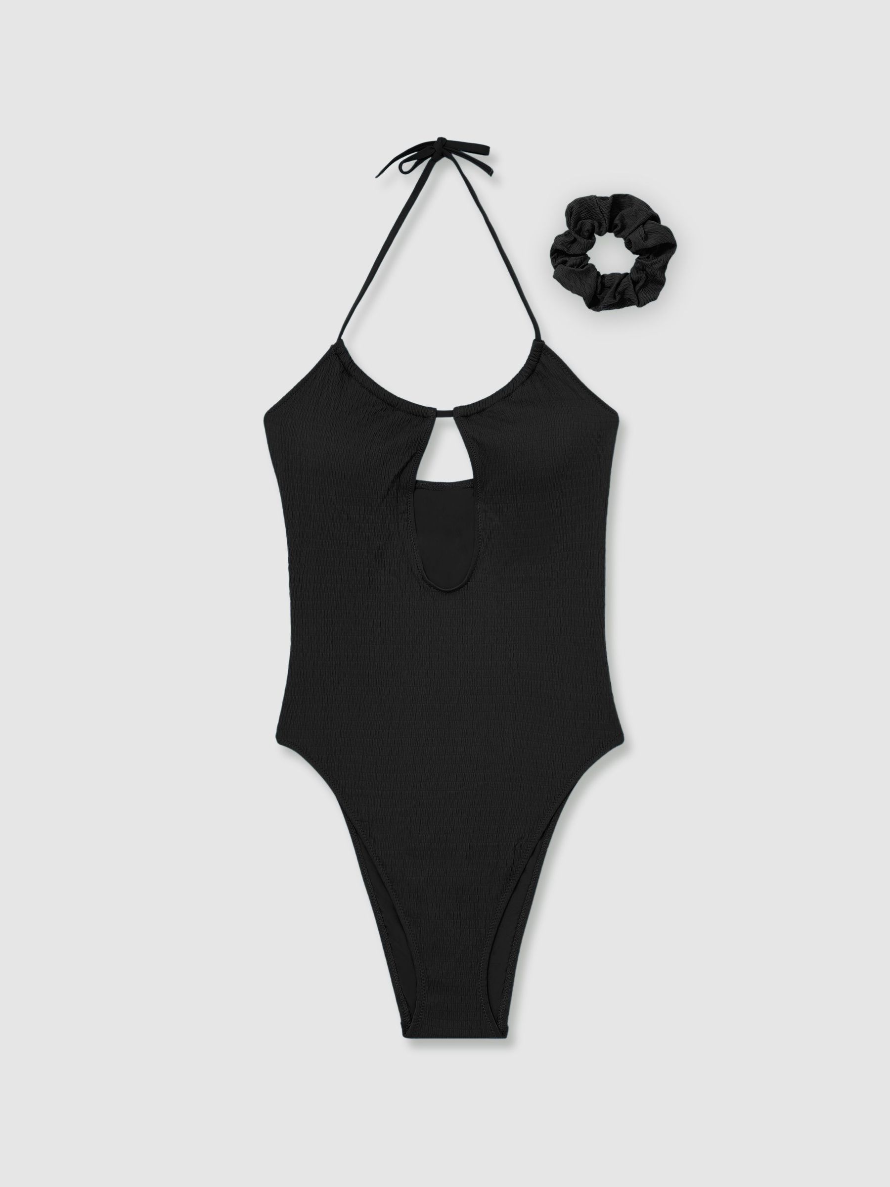 Crinkle Plunge Swimsuit in Black (AV6510) | €130