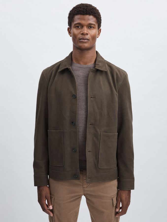 Paige Suede Chore Jacket in Brown/Khaki (AV6512) | US$1,465