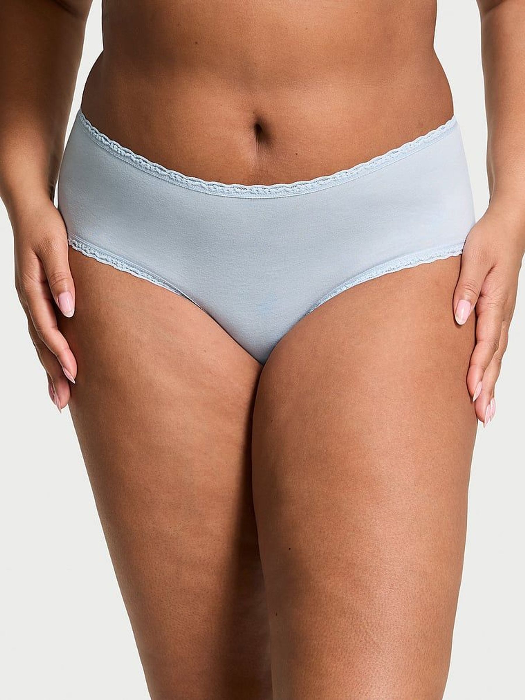 Palest Blue Cheeky Cotton Lace Waist Knickers (AV7551) | €10.50