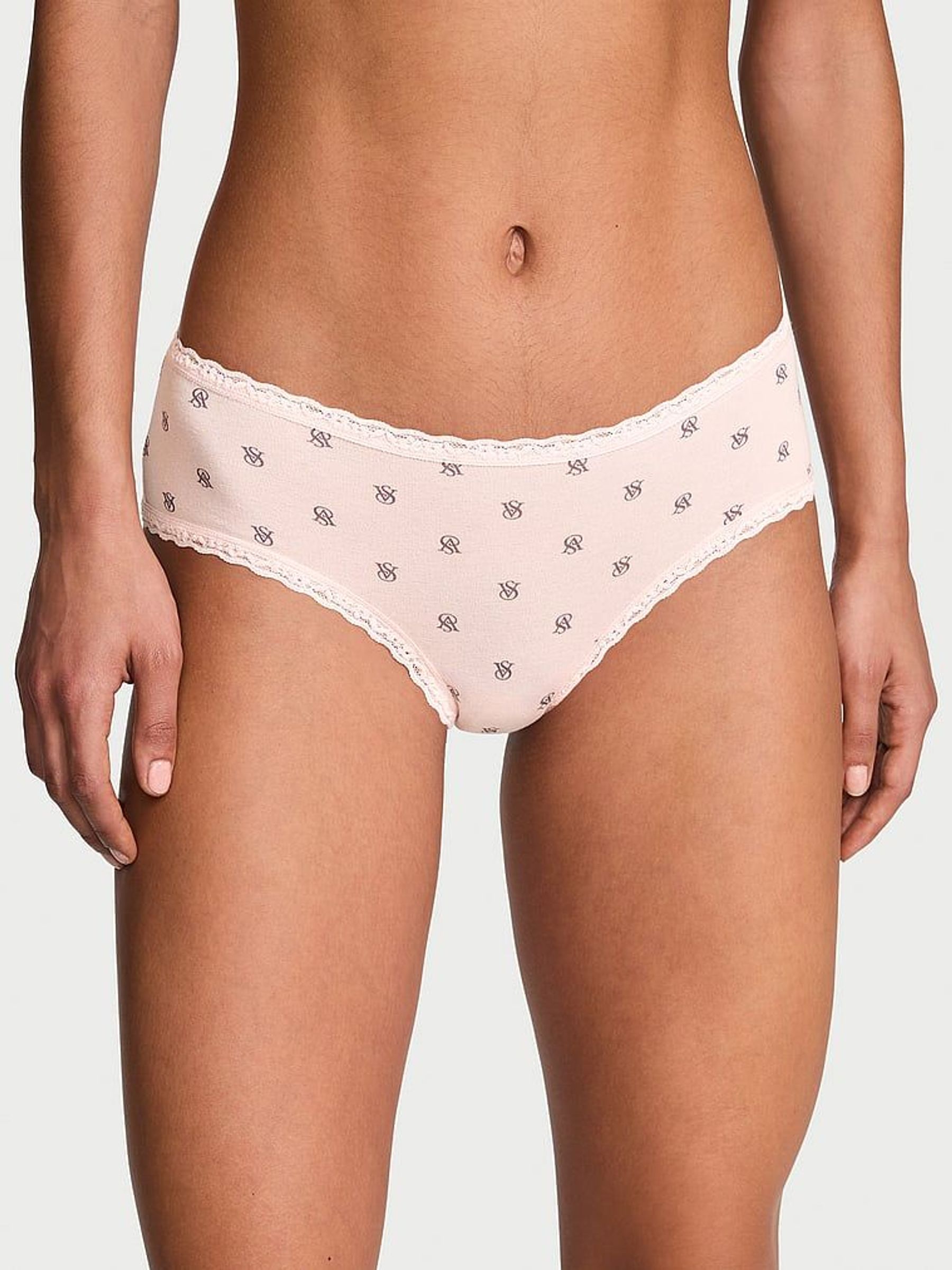Pink Logo Cheeky Cotton Lace Waist Knickers (AV7556) | €10.50