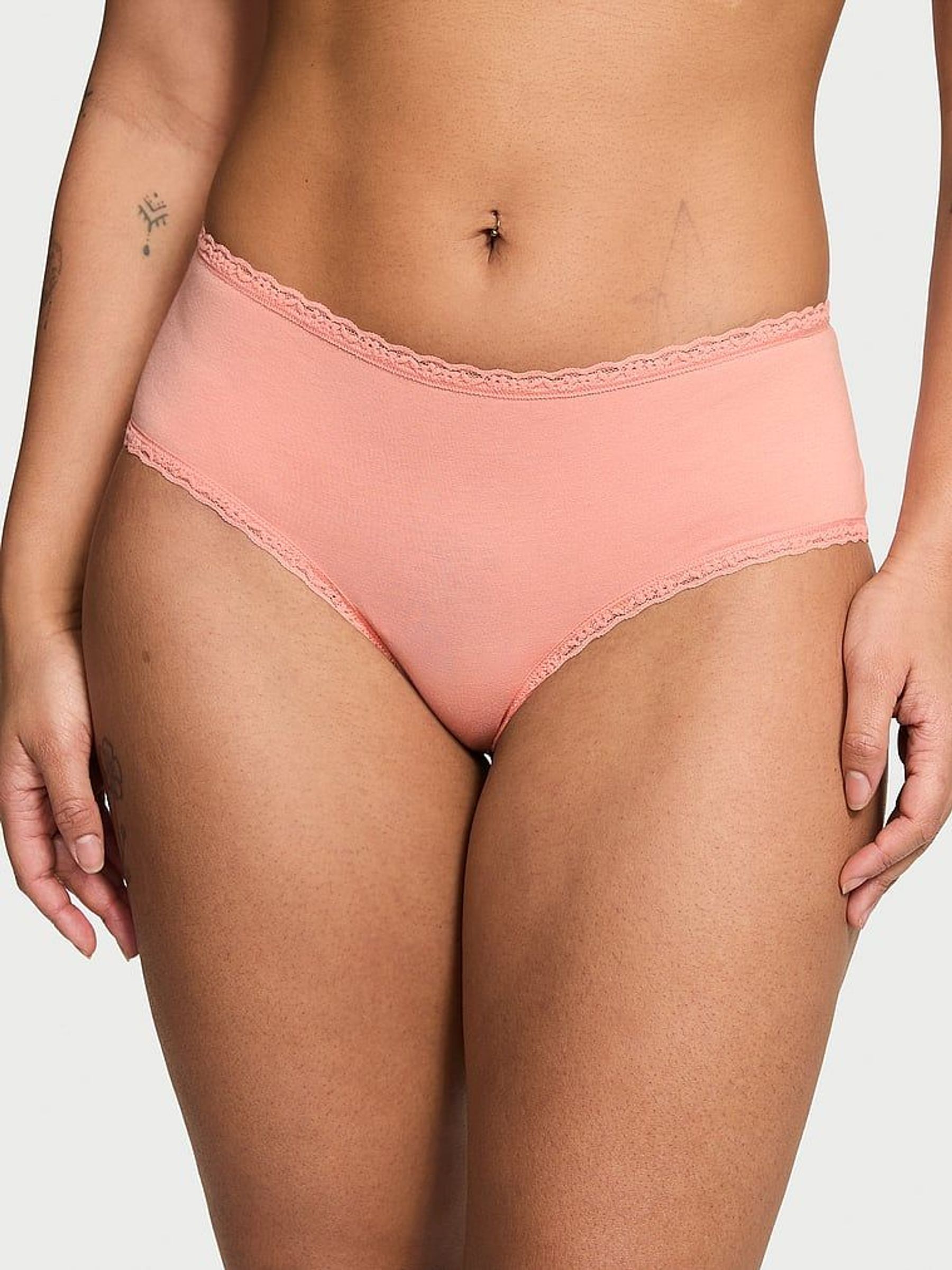 Peachy Orange Cheeky Cotton Lace Waist Knickers (AV7557) | €10.50