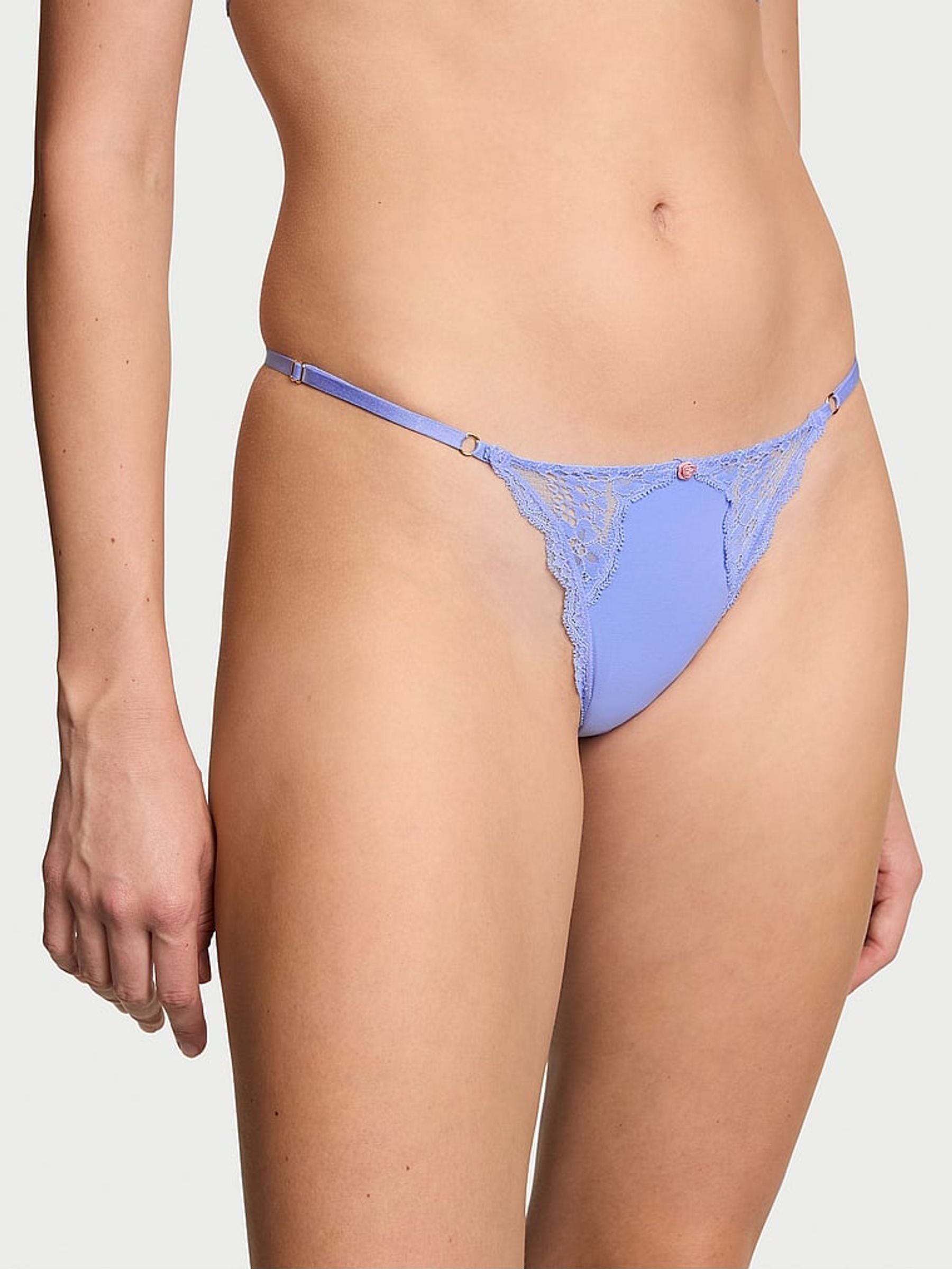 Blue Cameo Lace Trim G String Knickers (AV7566) | €15.50