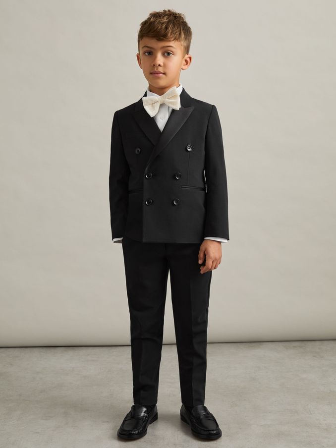 3-9 yrs Wool-Blend Double-Breasted Tuxedo Jacket in Black (AW0082) | €140