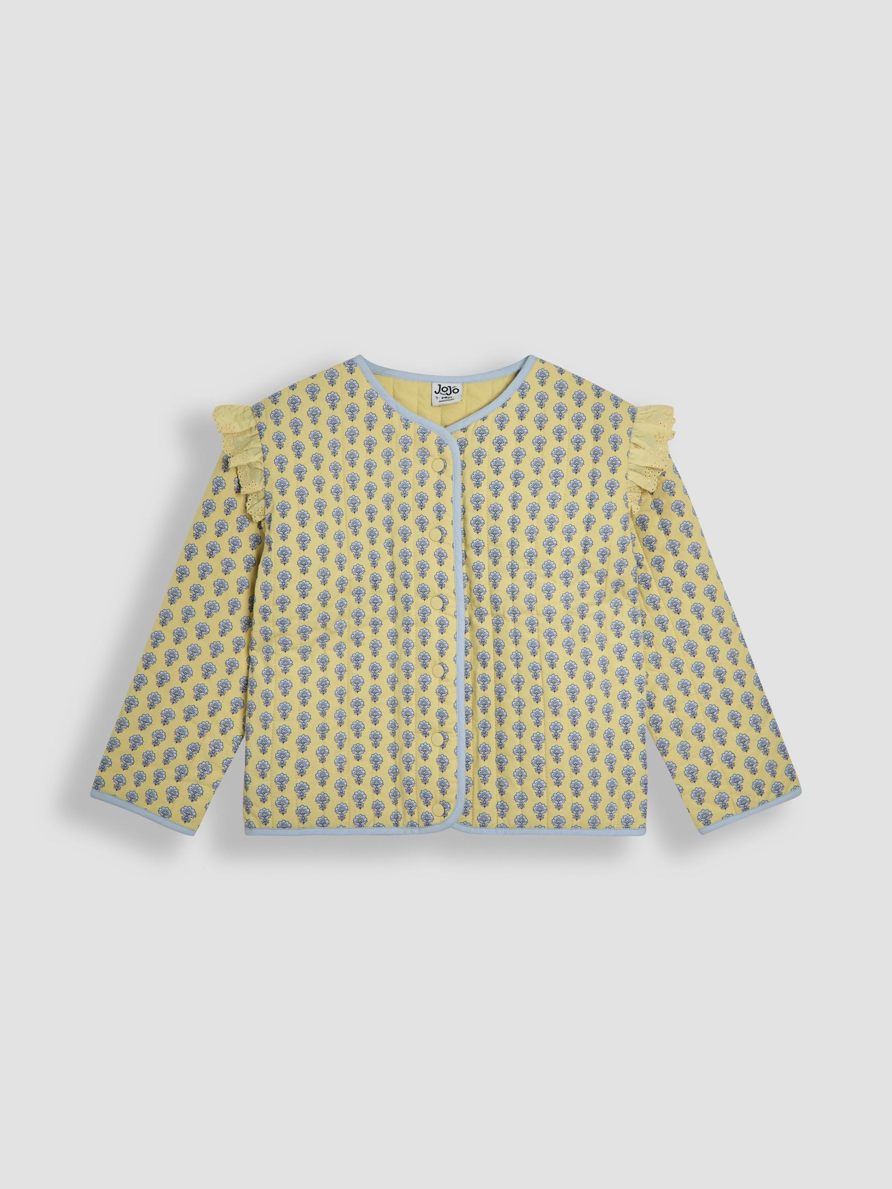 Yellow Floral Ruffle Shoulder Quilted Jacket (AW0125) | $50 - $51