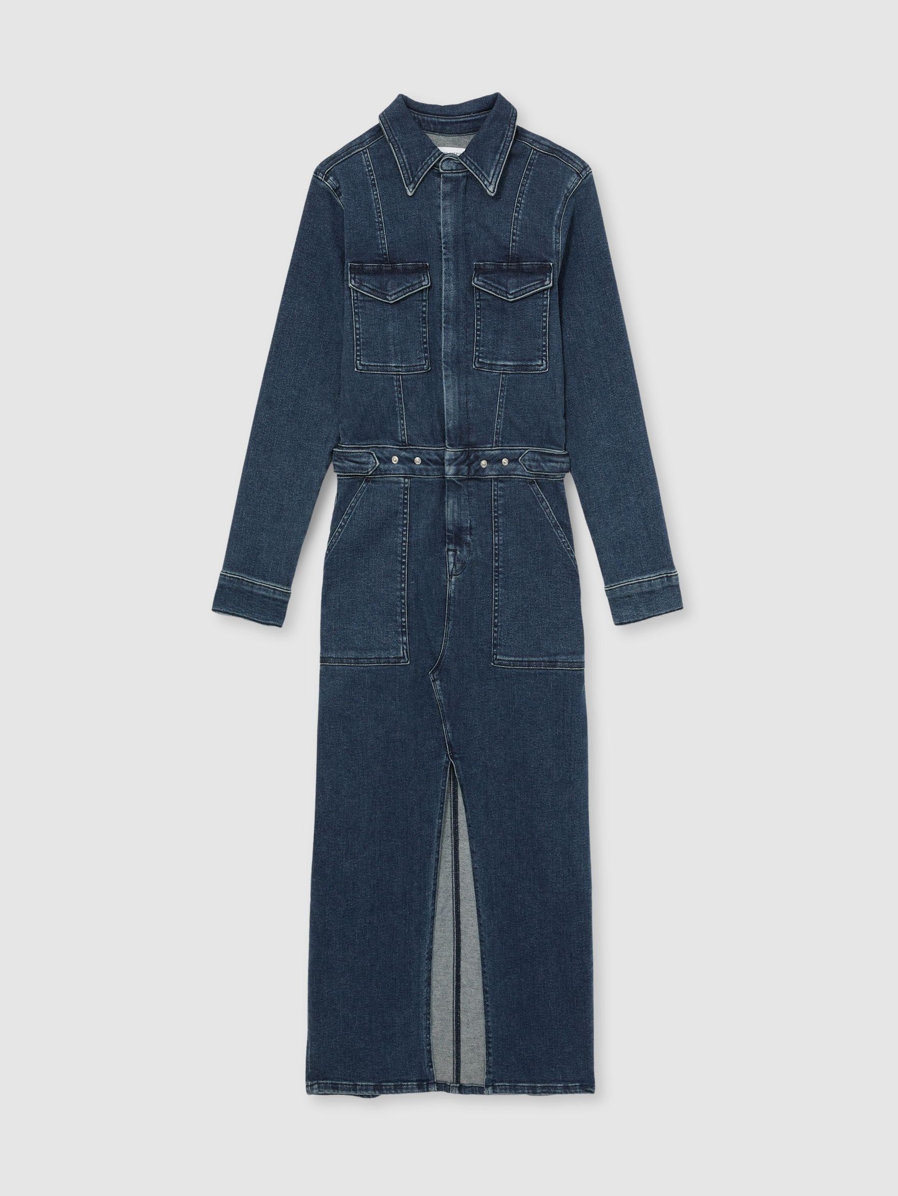 Denim Midi Dress in Dark Indigo (AW1299) | HK$3,380