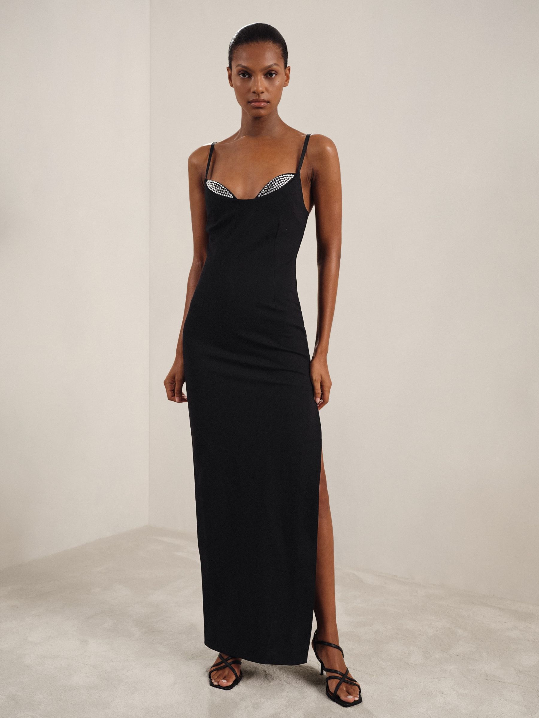 Crystal Trim Maxi Dress in Black (AW1300) | HK$3,700