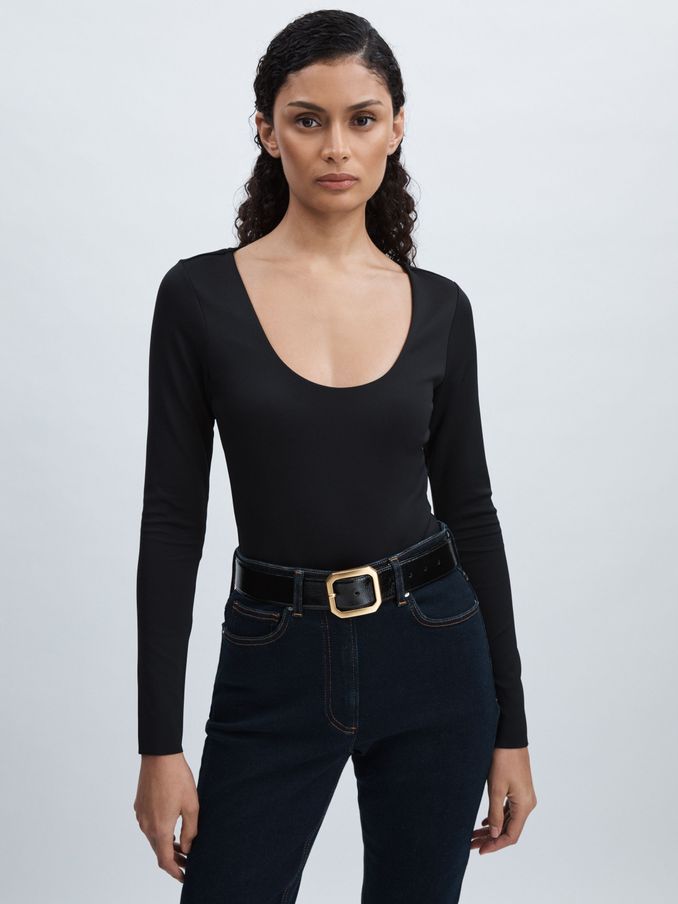 Scuba Scoop-Neck Bodysuit in Black (AW1303) | HK$1,490