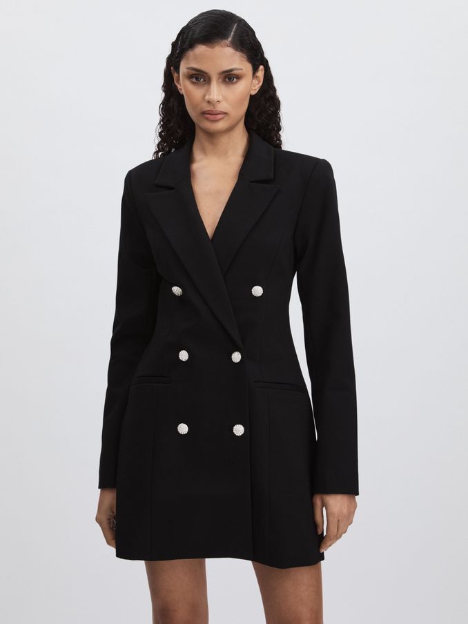 Crystal-Button Blazer Dress in Black (AW1308) | HK$2,043