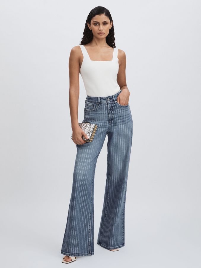 Crystal-Stripe Relaxed Jeans in Light Blue (AW1309) | €365
