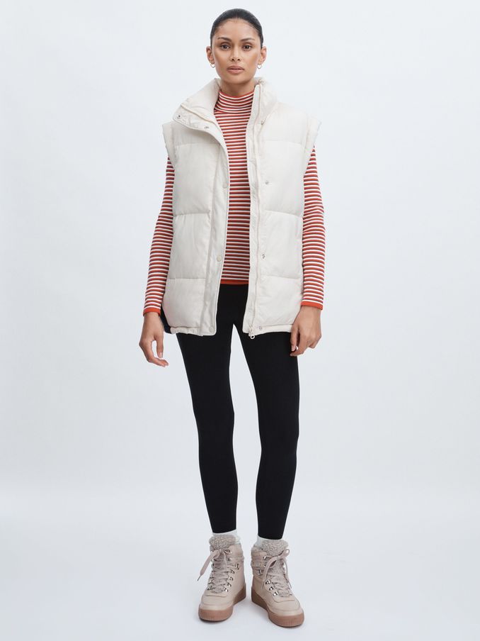 The Upside Contrast-Panel Puffer Gilet in Off White/Multi (AW1336) | €295