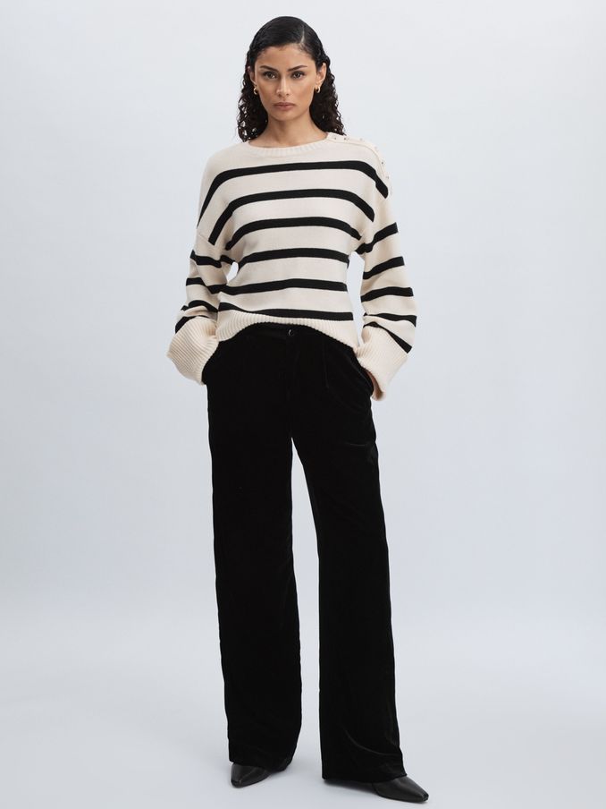 Paige Velvet Wide-Leg Trousers in Black (AW1346) | €520