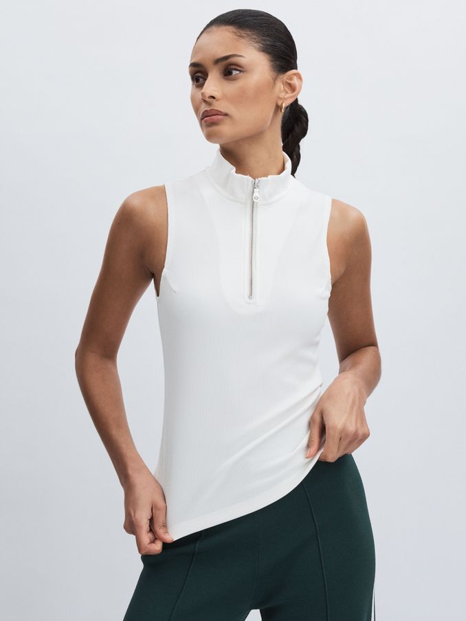 The Upside Quarter-Zip Sleeveless Top in White (AW1349) | €83