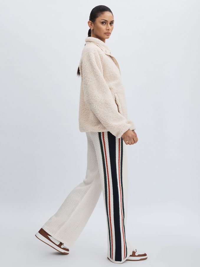 Organic-Cotton Open-Knit Track Joggers in White (AW1359) | US$209