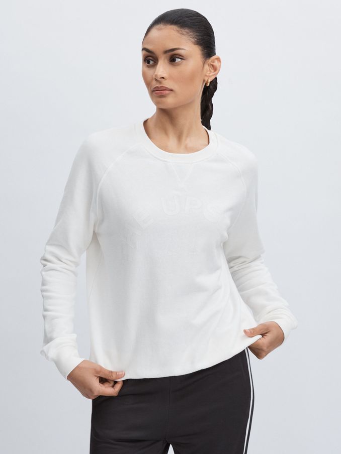 The Upside Organic-Cotton Logo Sweatshirt in White (AW1369) | US$111