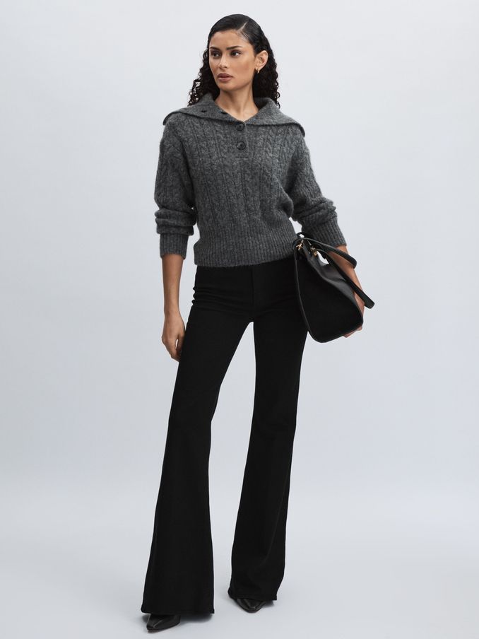 Paige Angled Waist Flared Jeans in Black (AW1471) | HK$4,210