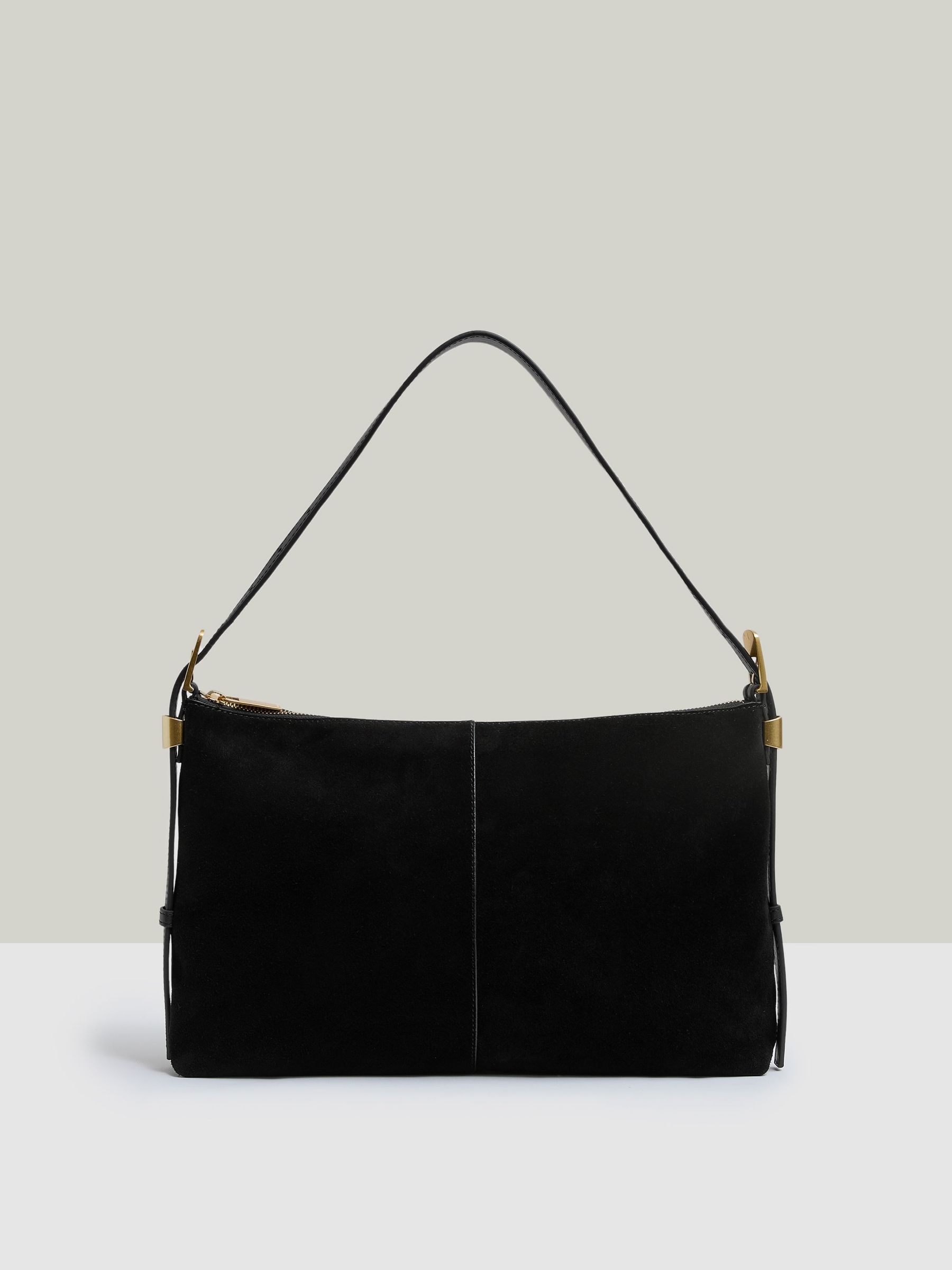 Suede And Leather Shoulder Bag in Black (AW3621) | US$290