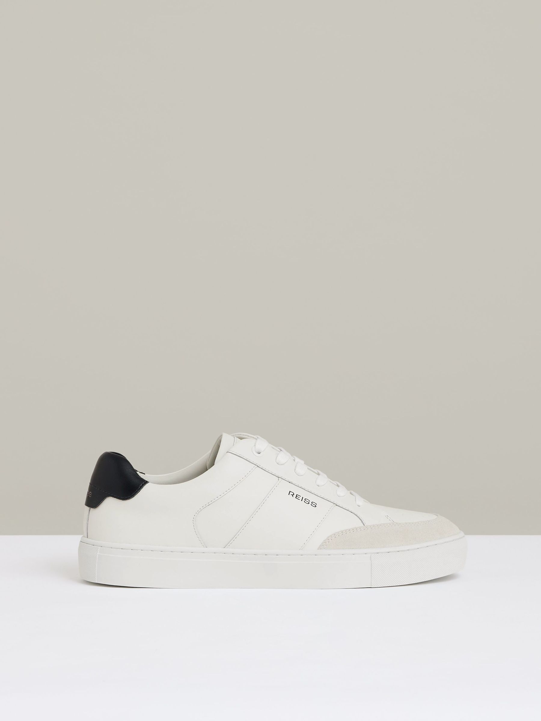 Suede Toe Cap Leather Trainers in White (AW3962) | US$225