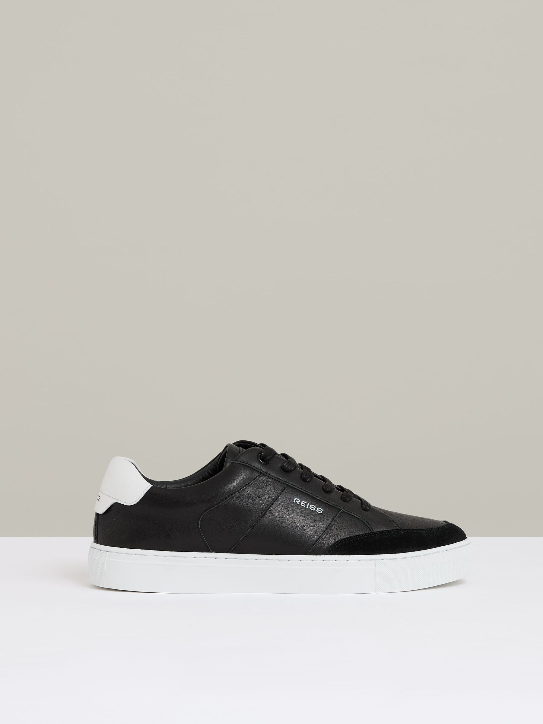 Suede Toe Cap Leather Trainers in Black (AW3963) | US$225