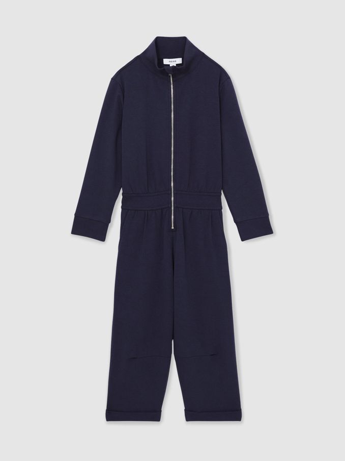 13-14 yrs Jersey High Collar Jumpsuit in Navy (AW4138) | US$48