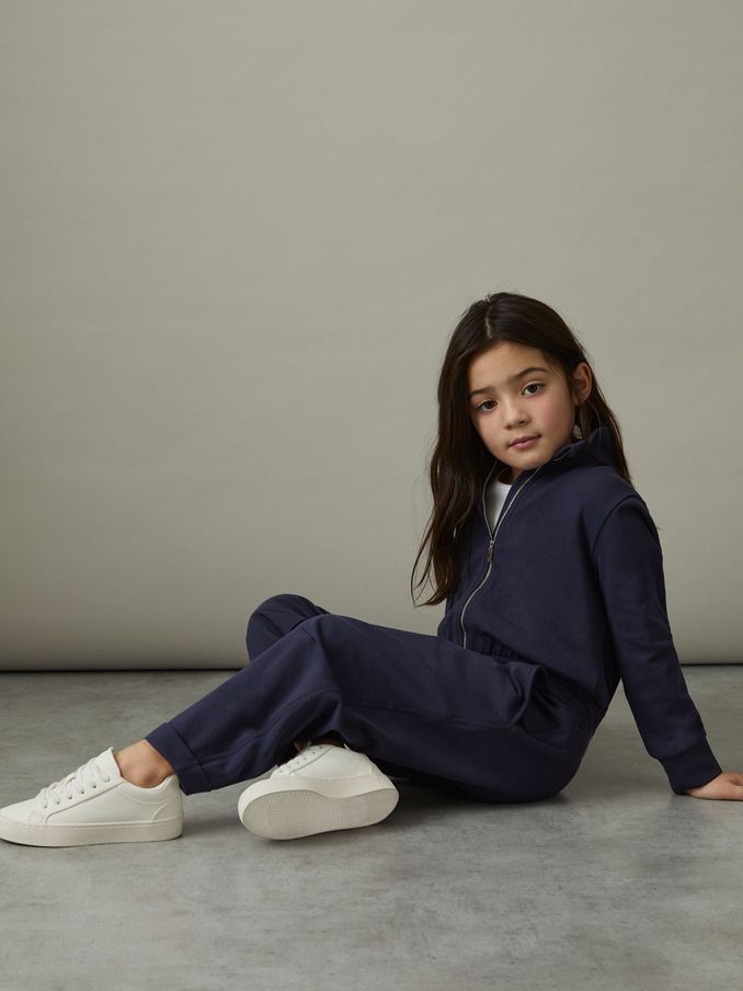 9-13 yrs Jersey High Collar Jumpsuit in Navy (AW4143) | $47