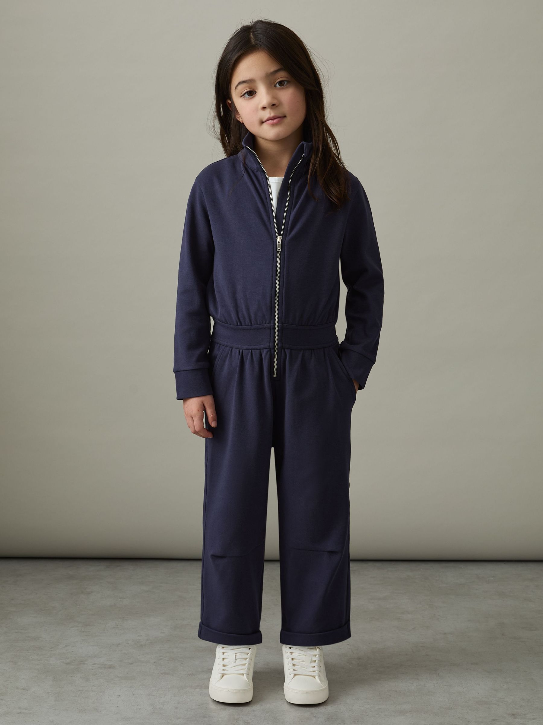 4-9 yrs Jersey High Collar Jumpsuit in Navy (AW4158) | $39
