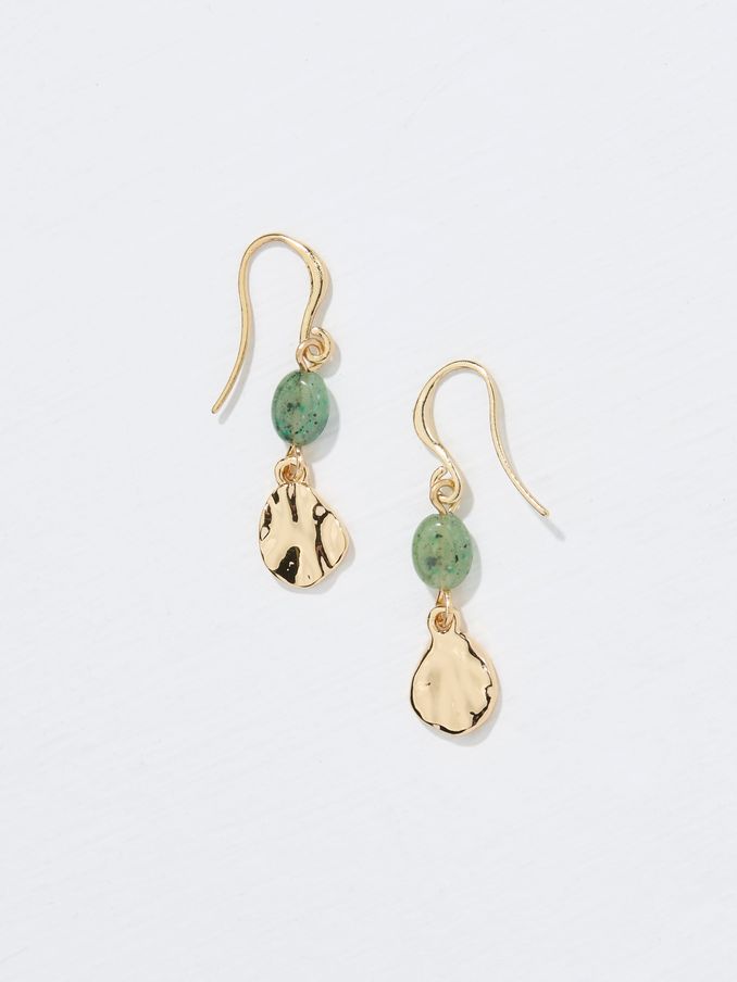 Gold Tone Stone Oval Drop Earrings (AW4259) | €19