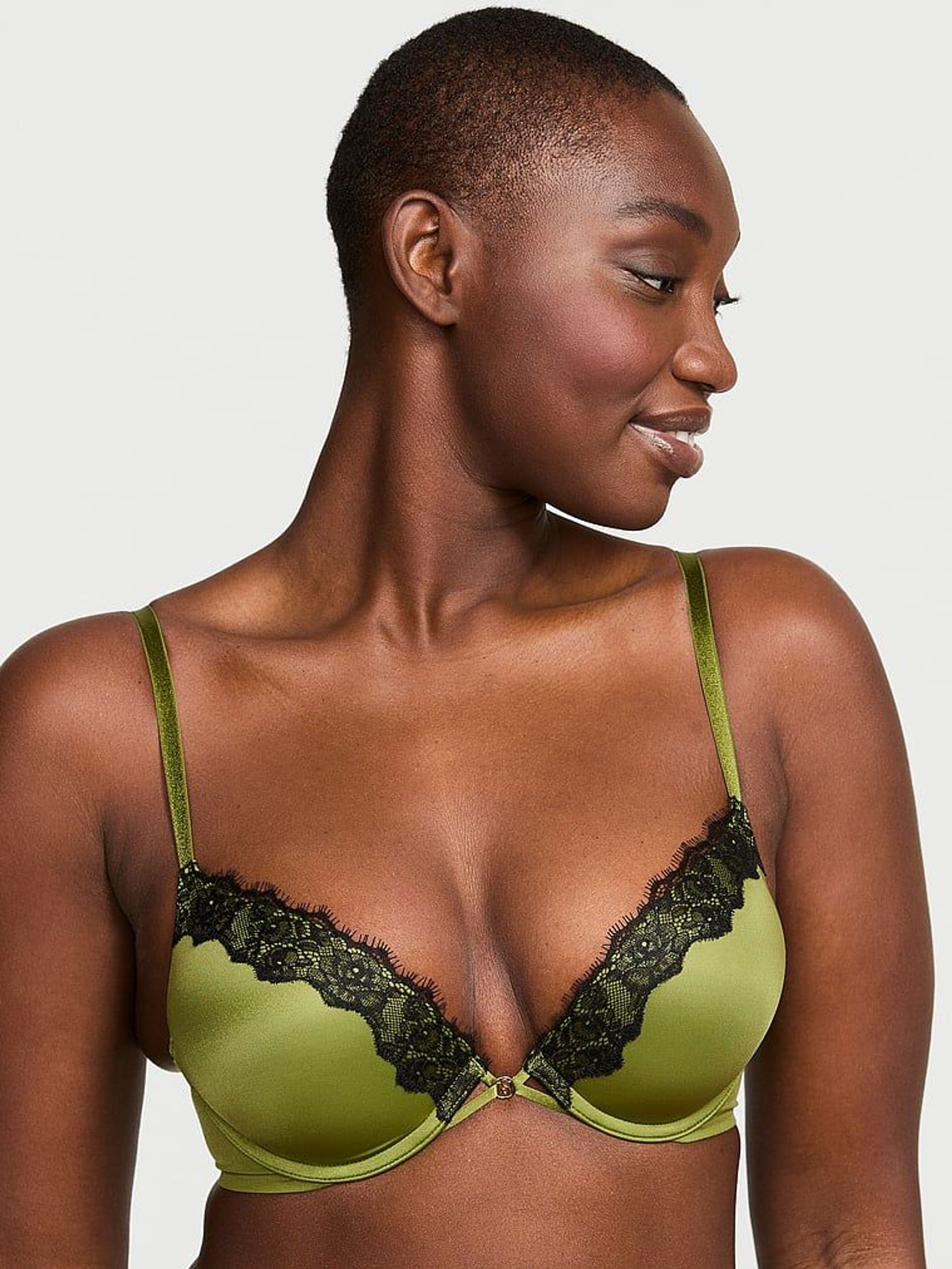 Pear Green Add 2 Cups Push Up Bombshell Lace Trim Bra (AW5502) | €52