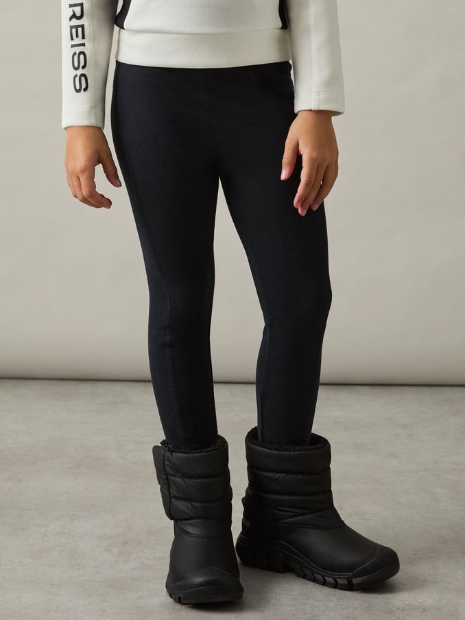 Stretch-Cotton Logo-Print Leggings in Black (AW5772) | US$25