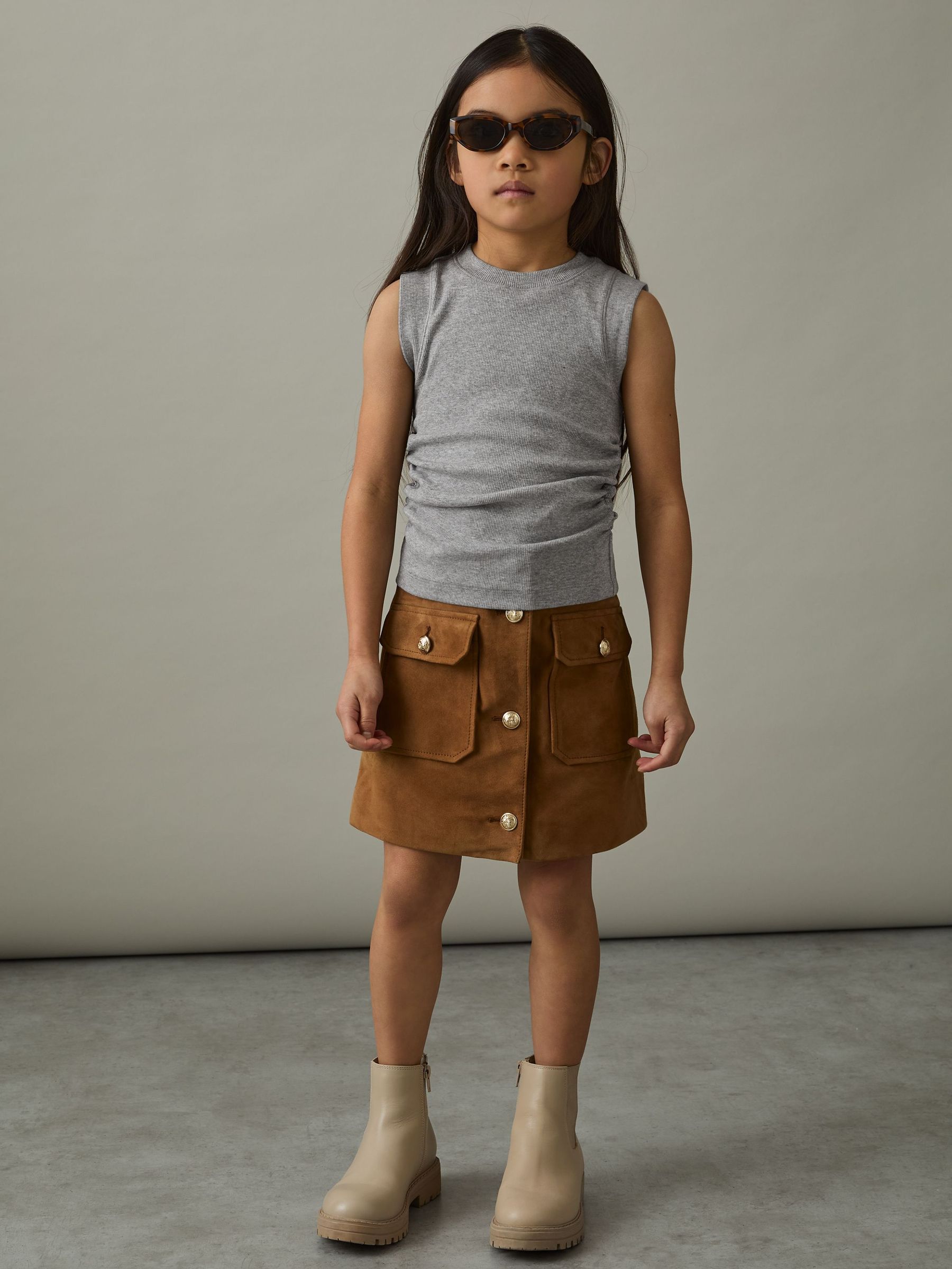 Ruched Vest Top in Grey (AW5776) | €15
