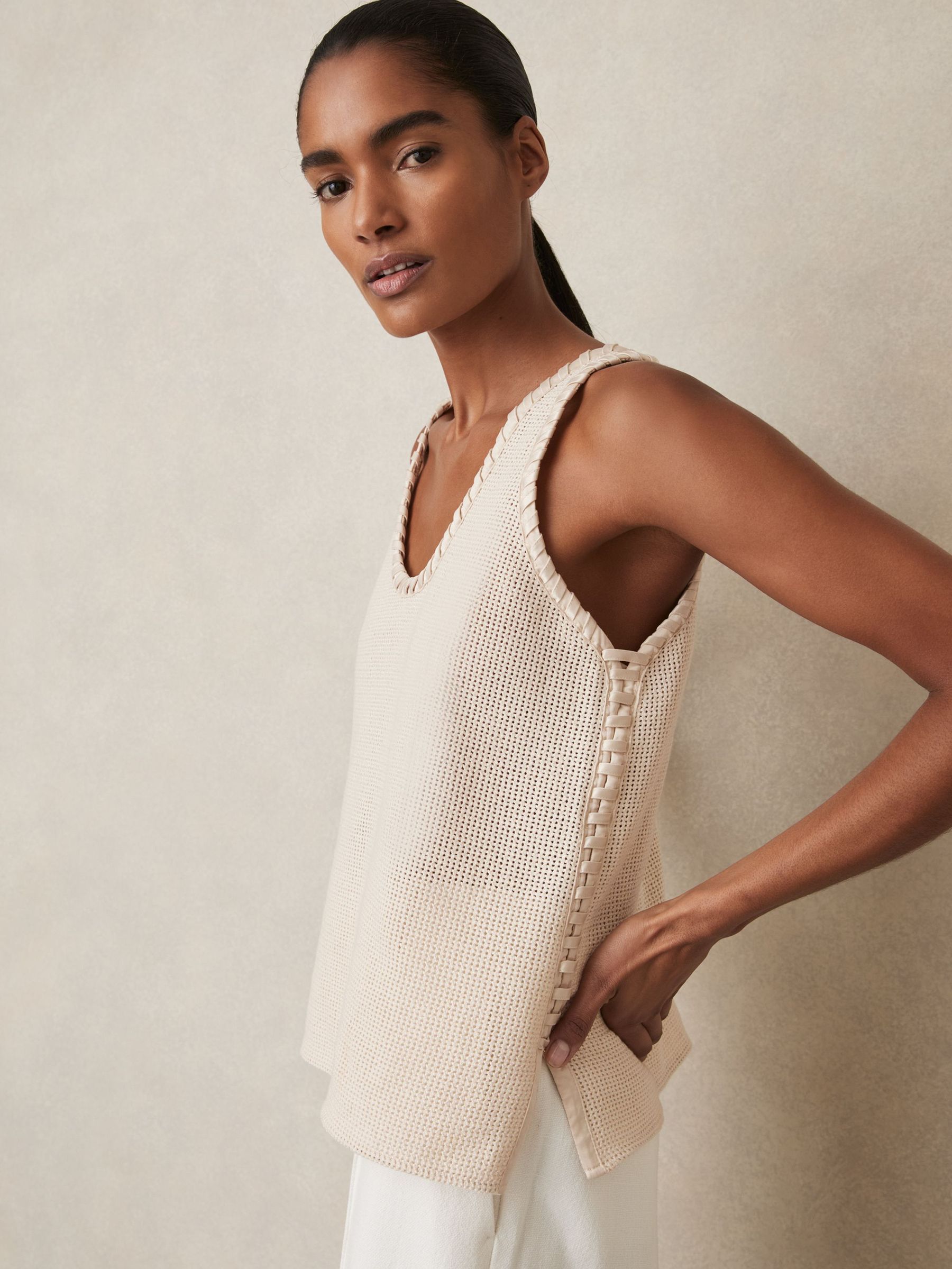 Crochet Tank Top in Cream (AW5785) | $330