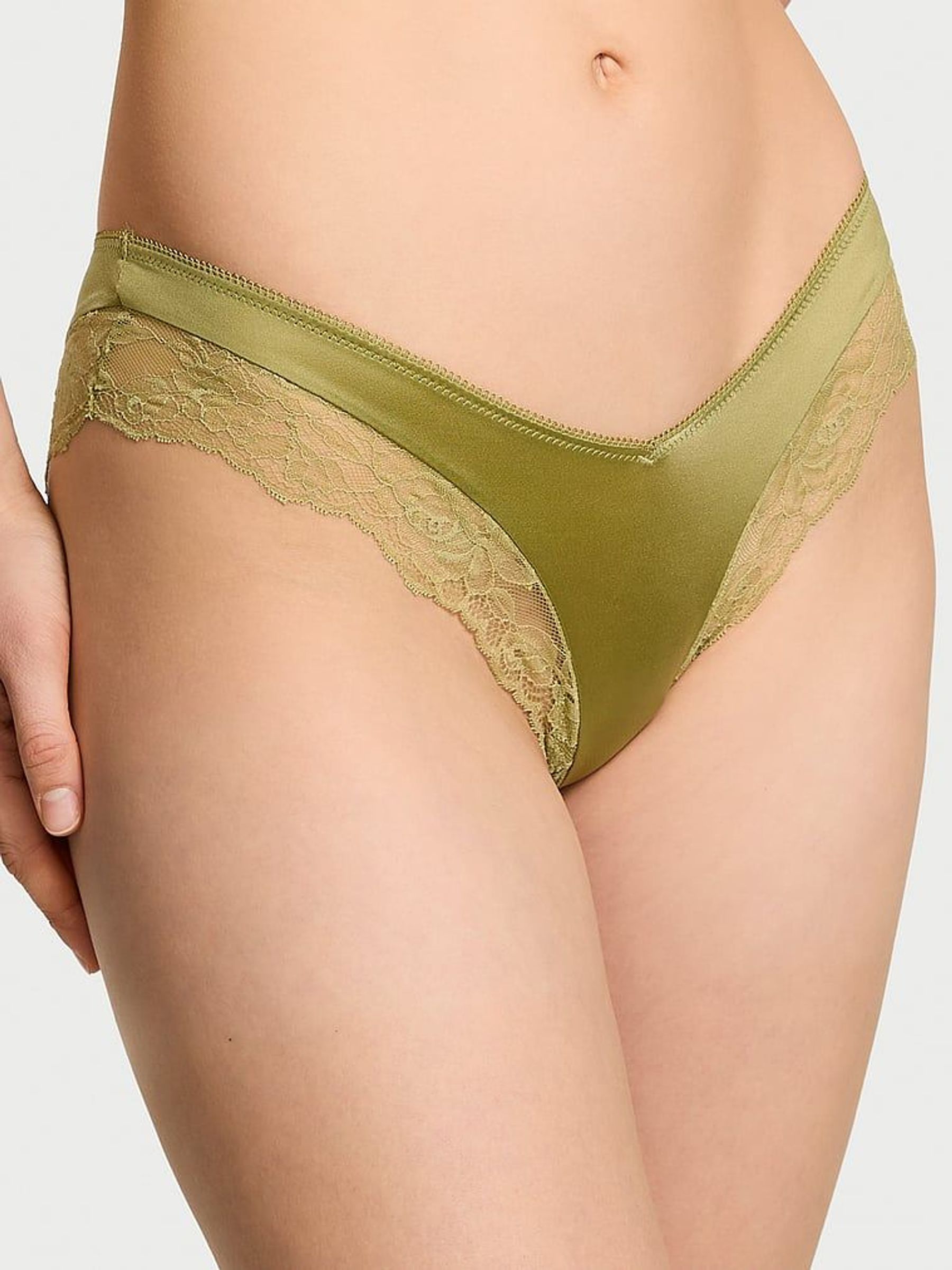 Moss Green Cheeky Rose Lace Trim Knickers (AW6304) | €15.50