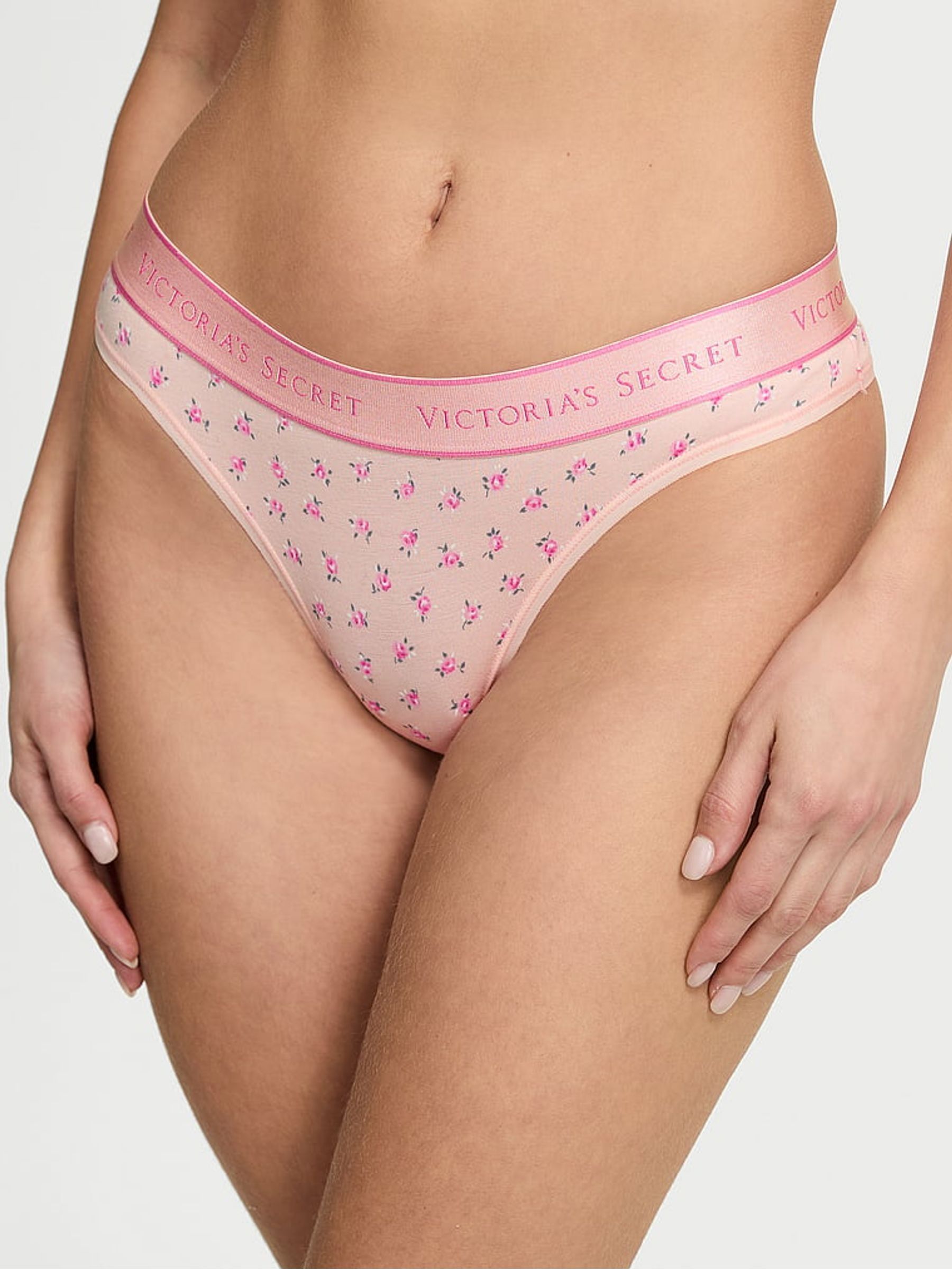 Light Pink Floral Thong Knickers (AW6349) | €10.50