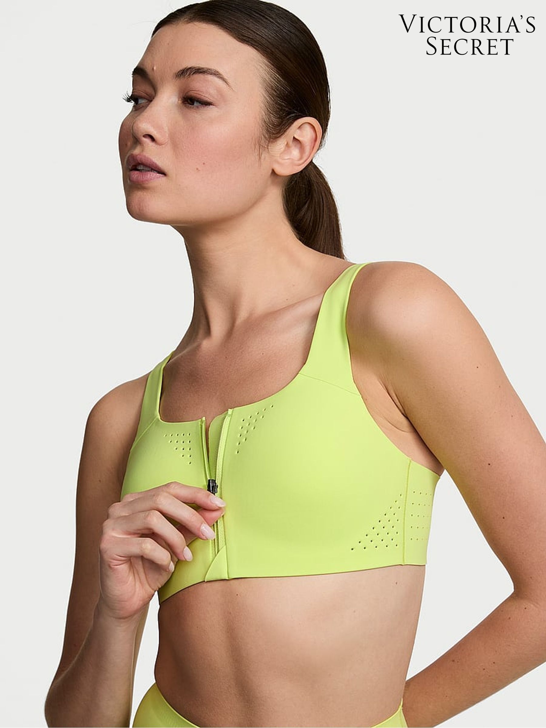 Lime Green Front Close Featherweight Max High Support Sports Bra (AW6364) | €63
