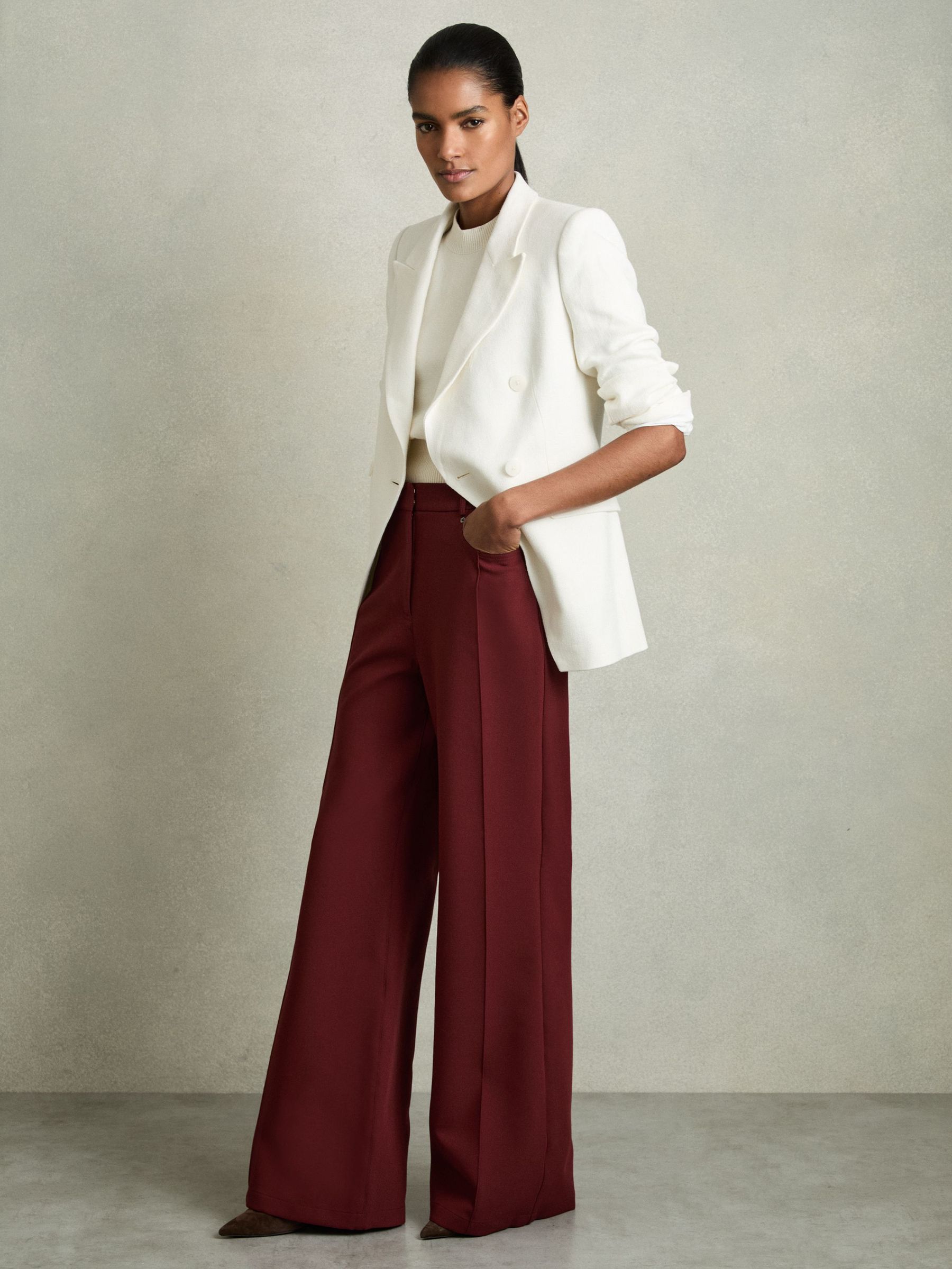 Palazzo Tailored Trousers in Dark Red (AW6607) | €195
